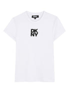 Abito per bambina DKNY Kids nero con stampa con logo - Rubino Kids