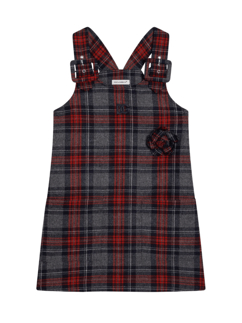 Abito per bambina Dolce & Gabbana grigio con motivo a quadri rosso e blu - Rubino Kids