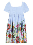 Abito per bambina Dolce & Gabbana Kids azzurro con scollatura quadrata - Rubino Kids