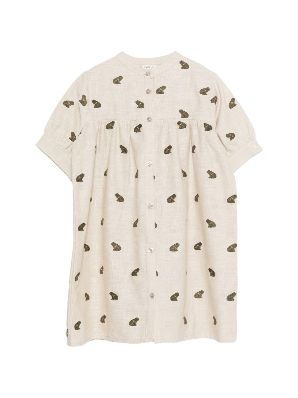 Abito per bambina Donsje beige con ricamo rane - Rubino Kids