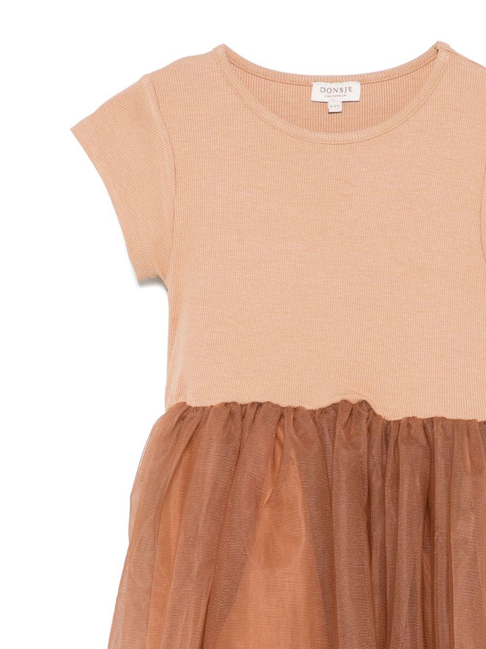 Abito per bambina Donsje Timie beige con strato superiore in tulle - Rubino Kids