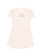 Abito per bambina Elisabetta Franchi La Mia Bambina rosa con logo sul davanti - Rubino Kids