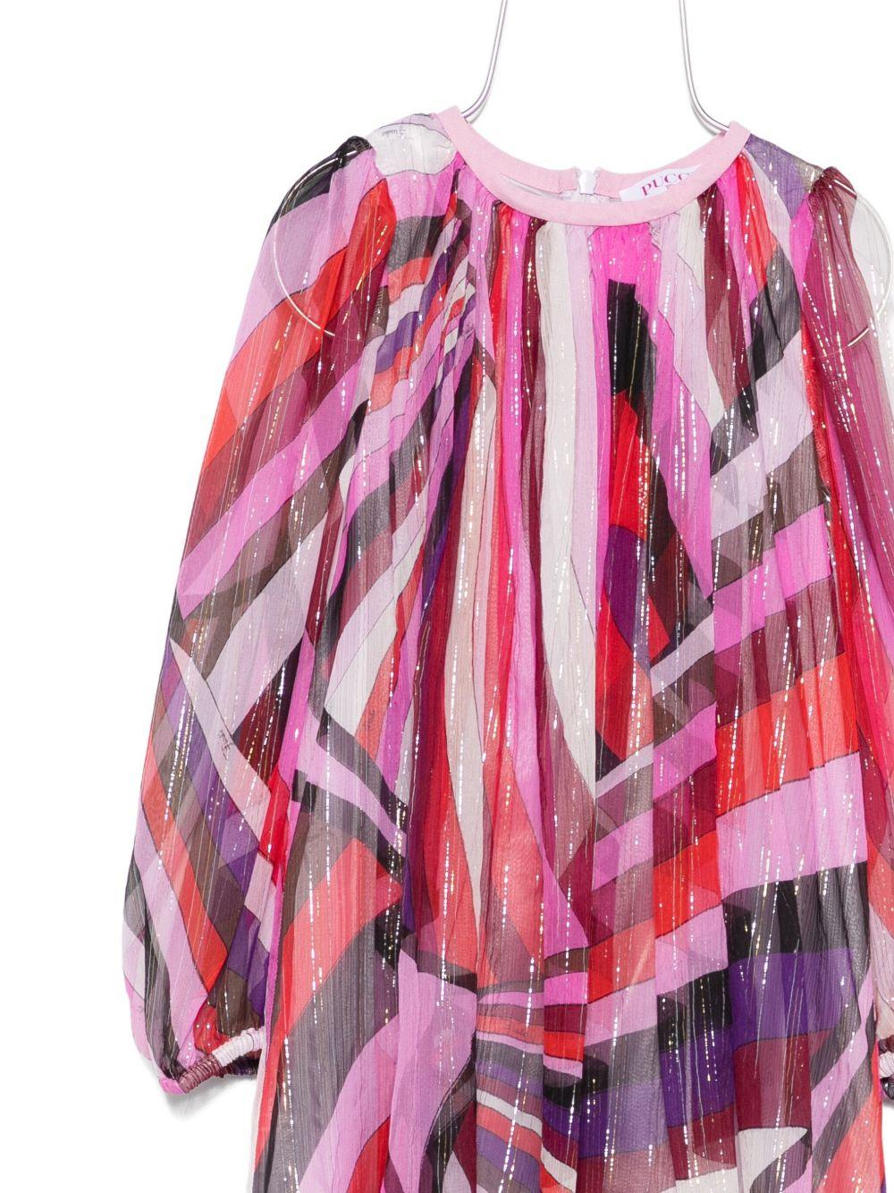 Abito per bambina Emilio Pucci Junior rosa con stampa astratta - Rubino Kids