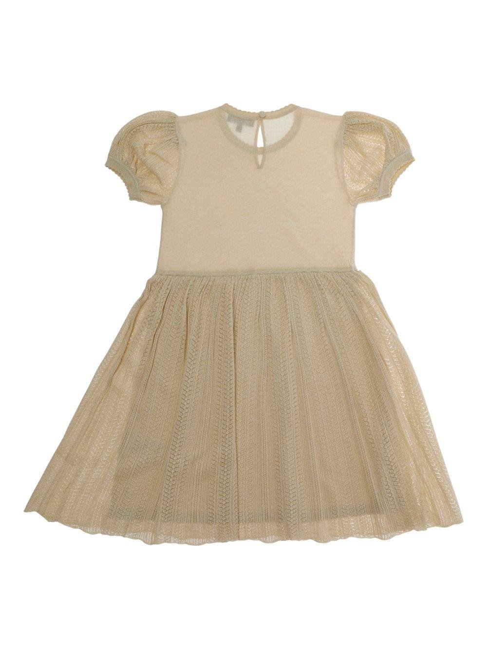 Abito per bambina Emporio Armani Kids beige con maniche a sbuffo - Rubino Kids