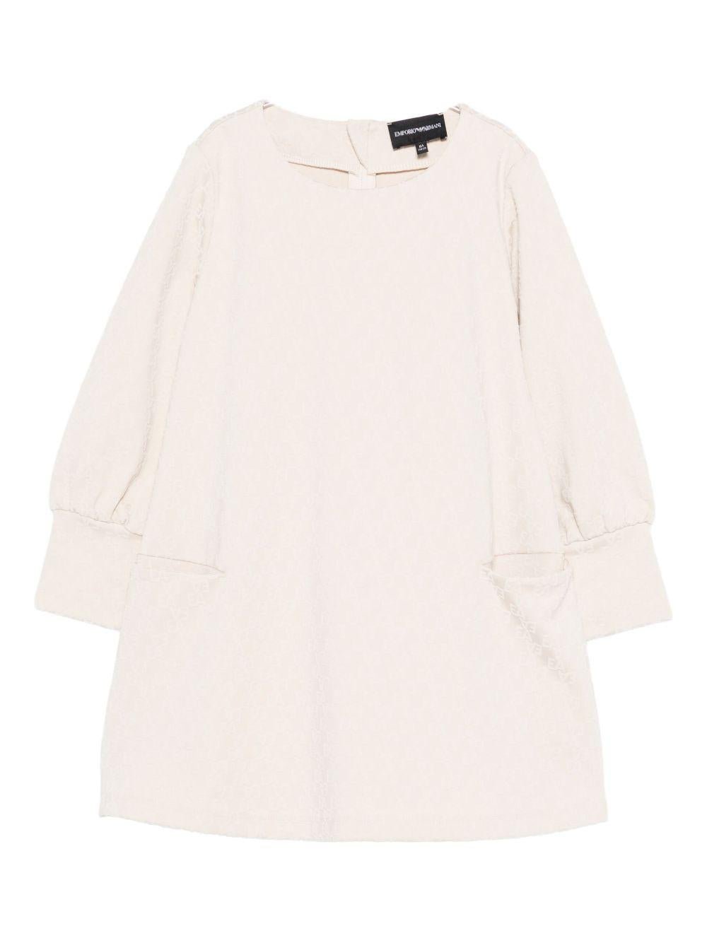 Abito per bambina Emporio Armani Kids beige con maniche a sbuffo - Rubino Kids