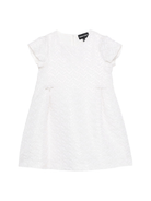 Abito per bambina Emporio Armani Kids bianco con fiocco testurizzato - Rubino Kids