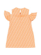 Abito per bambina Fendi Kids arancione con dettagli con ruches - Rubino Kids