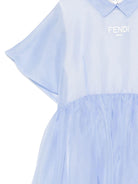 Abito per bambina Fendi Kids azzurro in seta con motivo con ricamo - Rubino Kids