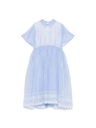 Abito per bambina Fendi Kids azzurro in seta con motivo con ricamo - Rubino Kids