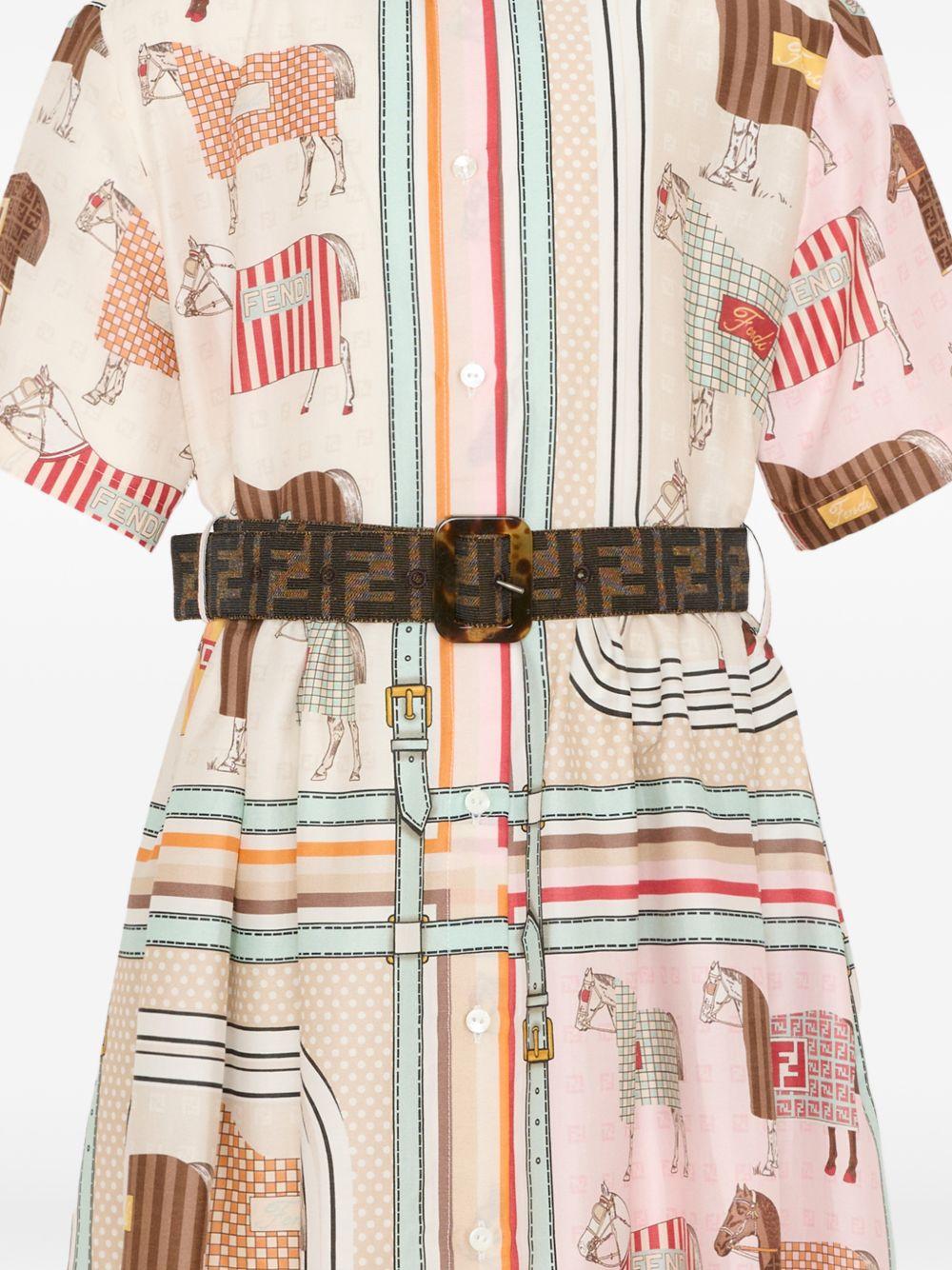 Abito per bambina Fendi Kids beige a righe - Rubino Kids