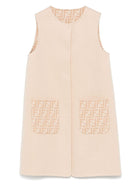 Abito per bambina Fendi Kids beige con apertura anteriore e tasche logate - Rubino Kids