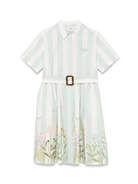 Abito per bambina Fendi Kids bianco e verde con logo - Rubino Kids