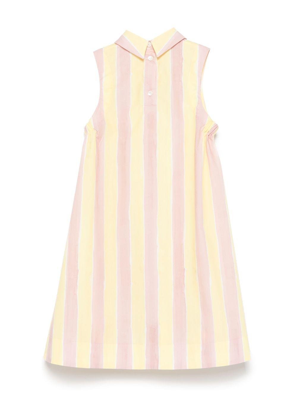 Abito per bambina Fendi Kids giallo e rosa a righe verticali con design svasato - Rubino Kids