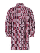 Abito per bambina Fendi Kids rosa con stampa logo FF all - over - Rubino Kids