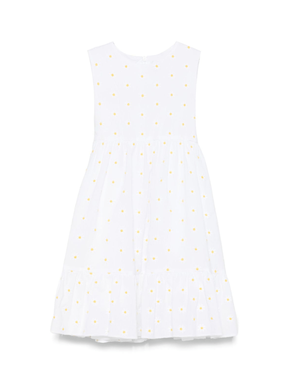 Abito per bambina Il Gufo bianco con ricamo a fiori e chiusura con nodo - Rubino Kids