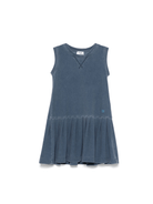 Abito per bambina Il Gufo blu con gonna svasata e stampa con logo laterale - Rubino Kids