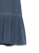 Abito per bambina Il Gufo blu con gonna svasata e stampa con logo laterale - Rubino Kids