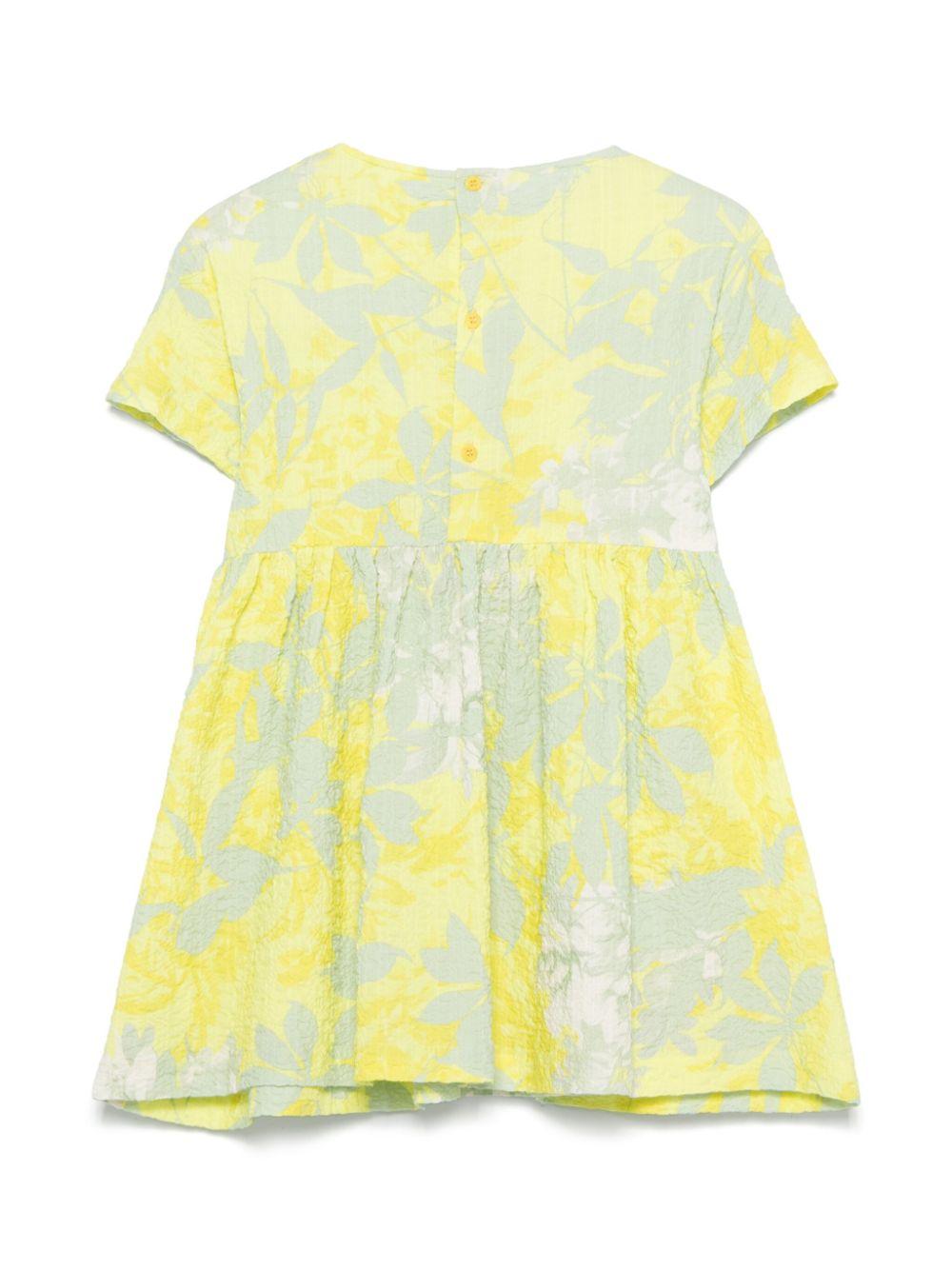 Abito per bambina Il Gufo giallo a fiori con due tasche laterali applicate - Rubino Kids