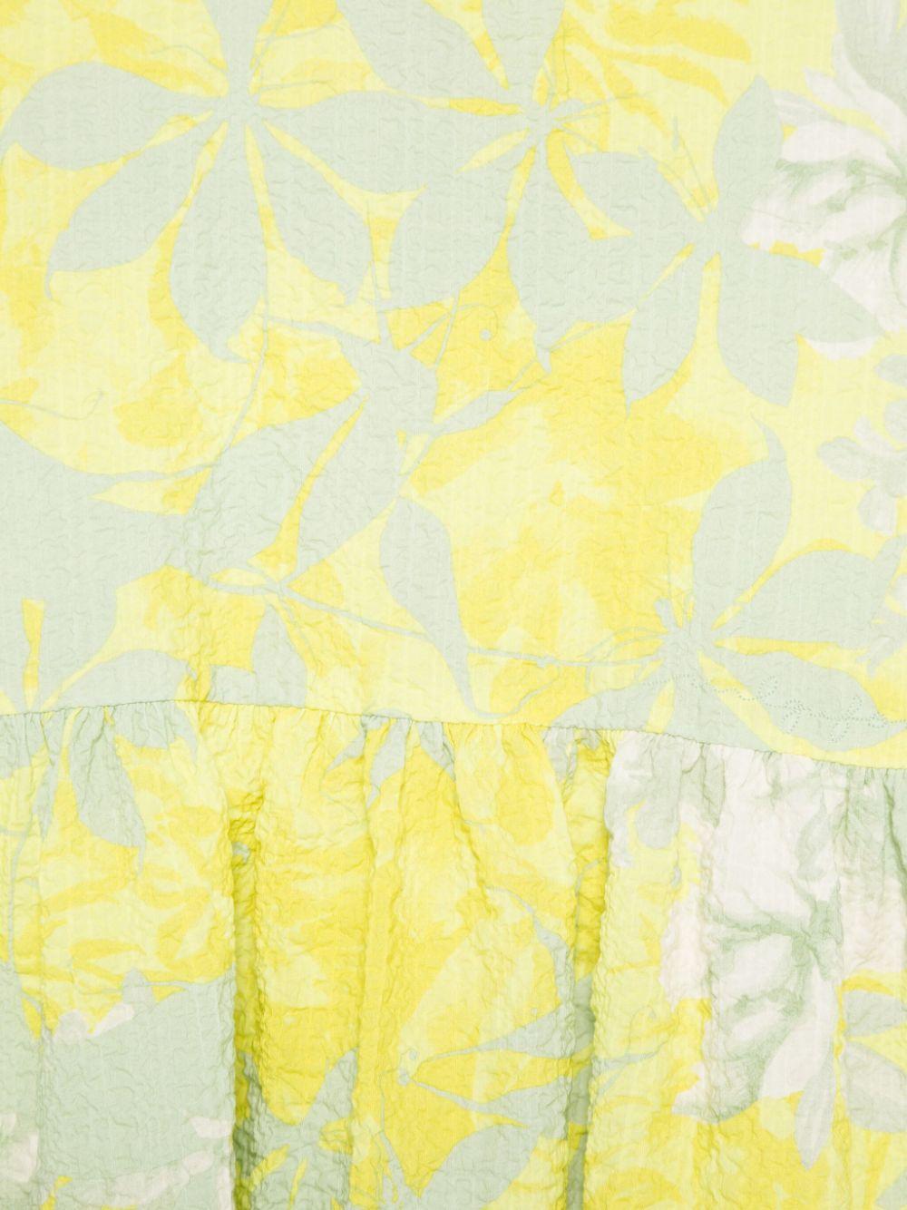 Abito per bambina Il Gufo giallo a fiori con due tasche laterali applicate - Rubino Kids