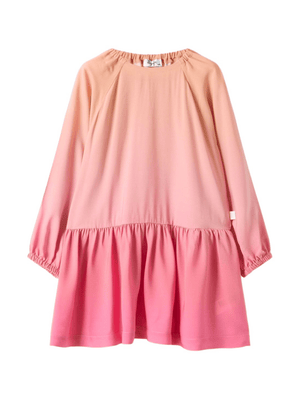 Il Gufo pink dress for girls with a shaded effect and ruffles