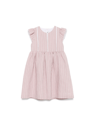 Abito per bambina Il Gufo rosa con motivo a righe verticali