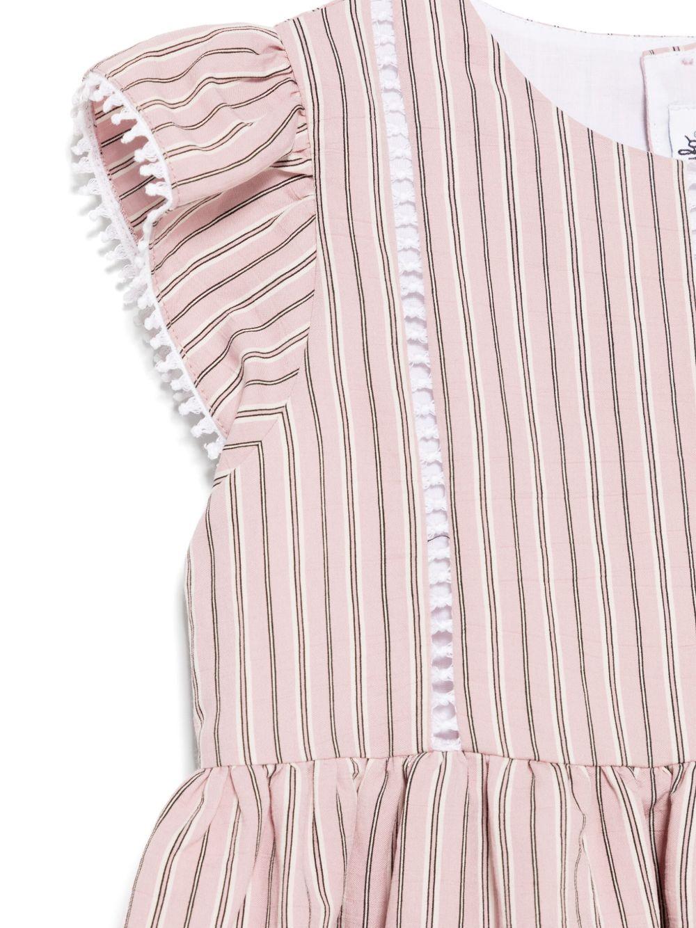 Abito per bambina Il Gufo rosa con motivo a righe verticali - Rubino Kids