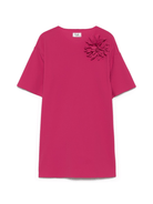 Abito per bambina Il Gufo rosso a fiori con maniche corte - Rubino Kids