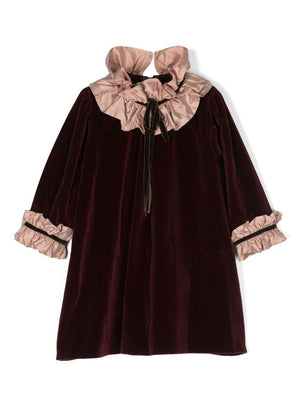 Abito per bambina Jesurum Baby rosso con dettagli ruches a contrasto