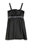 Abito per bambina John Richmond Junior nero con banda con logo e dettaglio con ruches - Rubino Kids