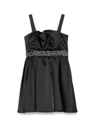 Abito per bambina John Richmond Junior nero con banda con logo e dettaglio con ruches - Rubino Kids