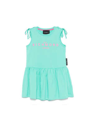 Abito per bambina John Richmond Junior verde acquamarina con dettaglio con cinturino