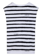 Abito per bambina Karl Lagerfeld Kids bianco e nero a righe con paillettes - Rubino Kids