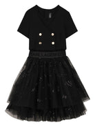 Abito per bambina karl Lagerfeld Kids nero con balze - Rubino Kids