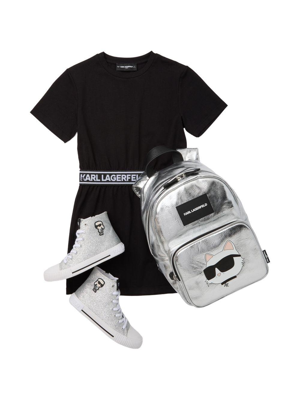 Abito per bambina Karl Lagerfeld Kids nero con banda logo - Rubino Kids