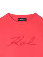 Abito per bambina Karl Lagerfeld Kids rosa con logo ricamato - Rubino Kids