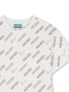 Abito per bambina Kenzo Kids bianco con stampa logo all - over - Rubino Kids