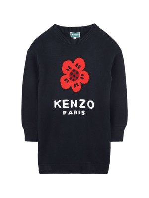 Abito per bambina Kenzo Kids blu con motivo Boke Flower