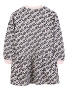 Abito per bambina Kenzo Kids rosa con stampa logo all - over - Rubino Kids