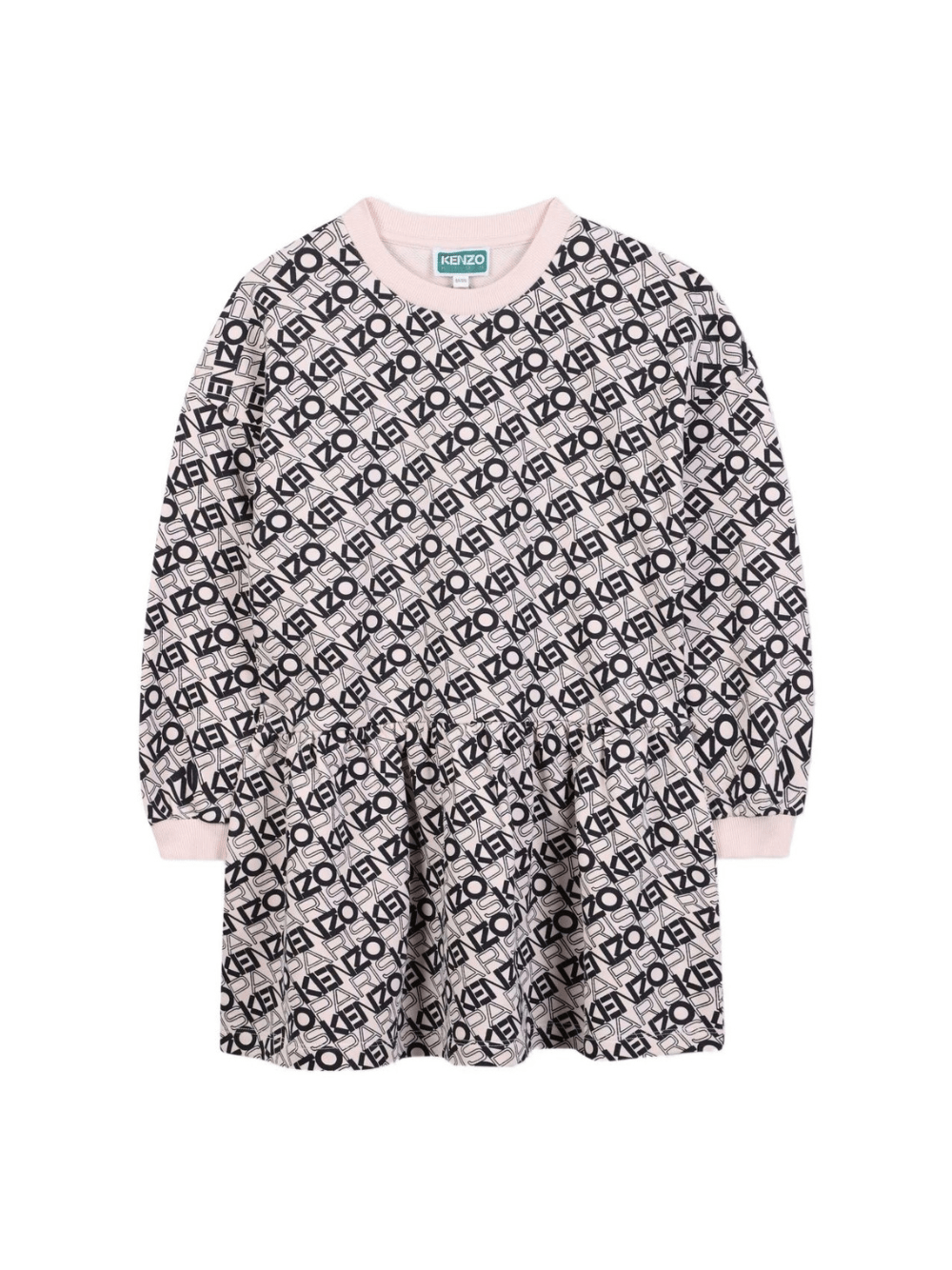 Abito per bambina Kenzo Kids rosa con stampa logo all - over - Rubino Kids