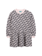 Abito per bambina Kenzo Kids rosa con stampa logo all - over - Rubino Kids