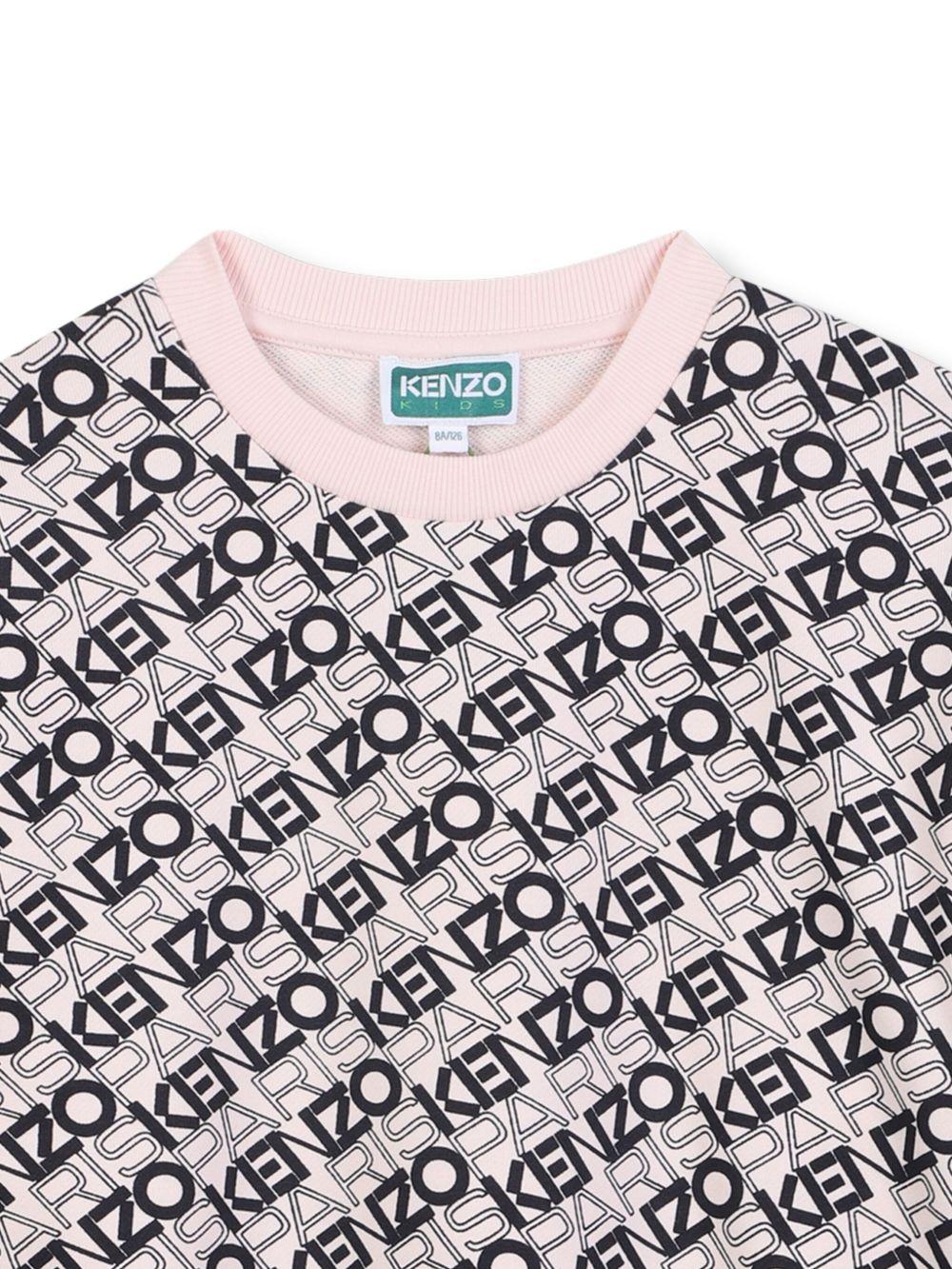 Abito per bambina Kenzo Kids rosa con stampa logo all - over - Rubino Kids