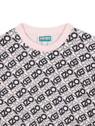 Abito per bambina Kenzo Kids rosa con stampa logo all - over - Rubino Kids