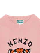 Abito per bambina Kenzo Kids rosa con tigre jacquard - Rubino Kids