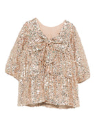 Abito per bambina Konges Sløjd beige con decorazione a paillettes - Rubino Kids