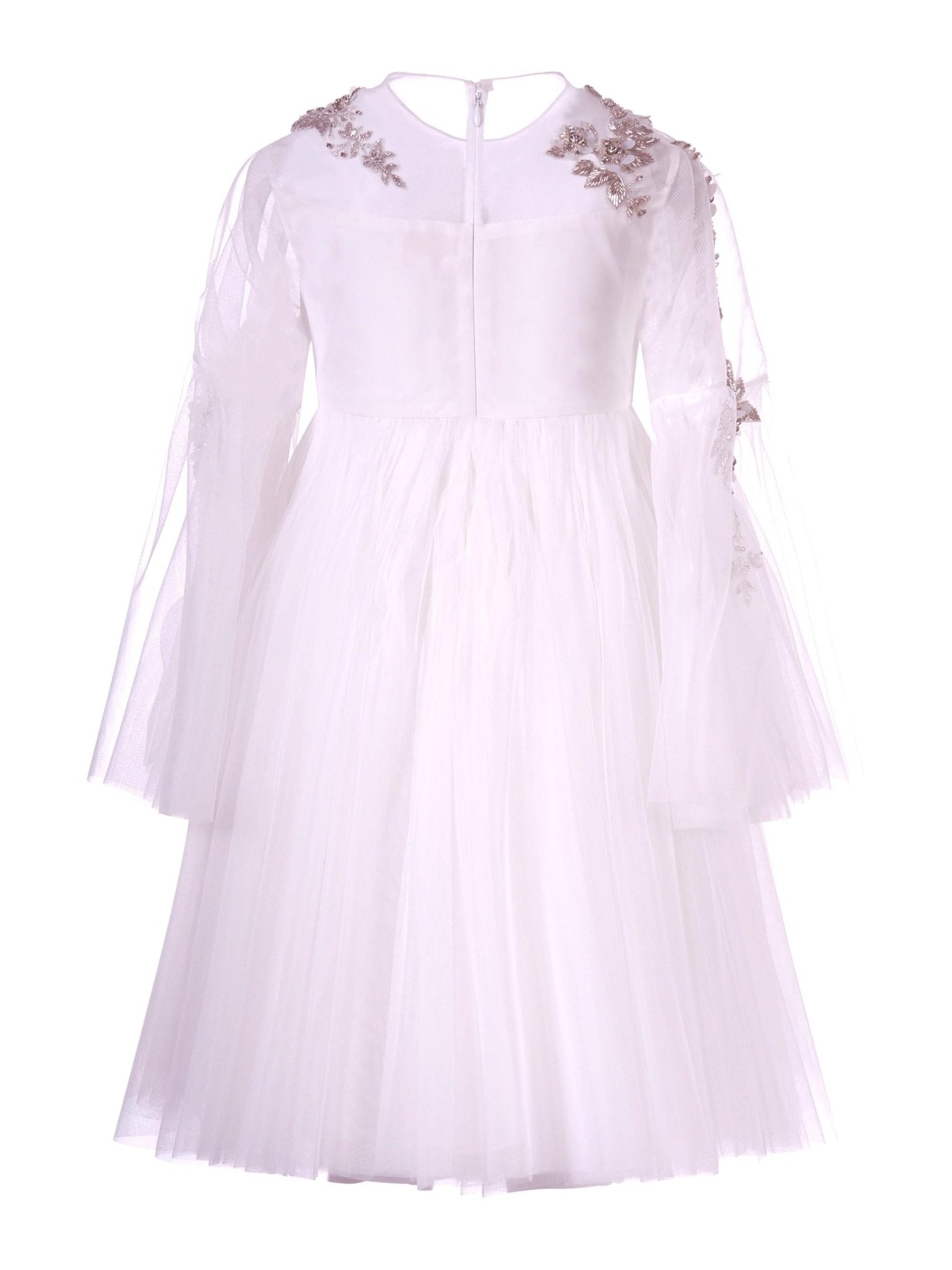 Abito per bambina Maison Ava bianco con decorazione floreale sul davanti - Rubino Kids