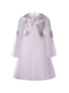 Abito per bambina Maison Ava bianco con decorazione floreale sul davanti - Rubino Kids