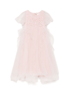 Abito per bambina MAISON AVA rosa con applicazione a fiori - Rubino Kids