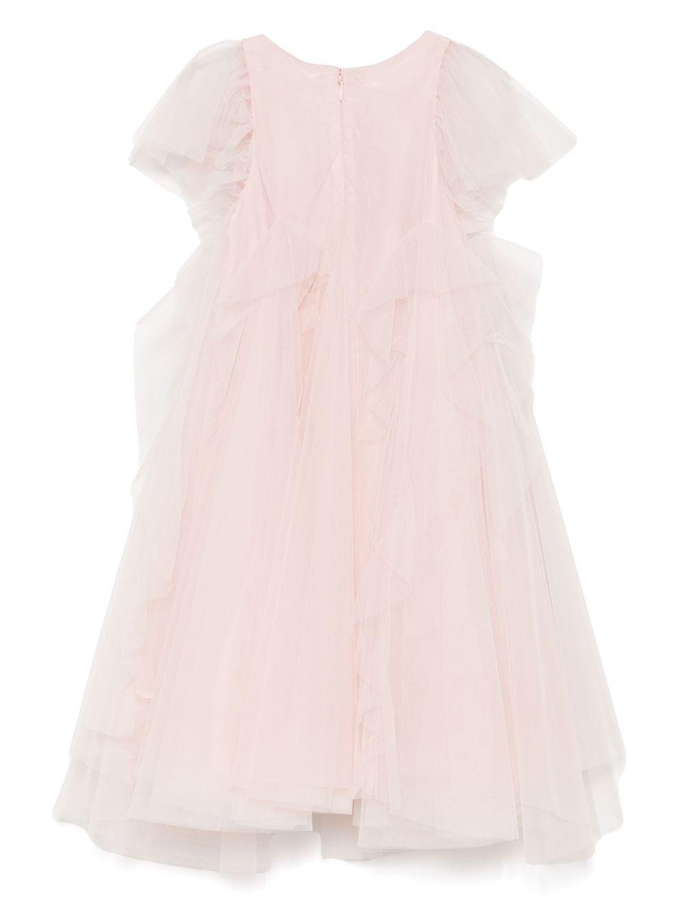 Abito per bambina MAISON AVA rosa con applicazione a fiori - Rubino Kids