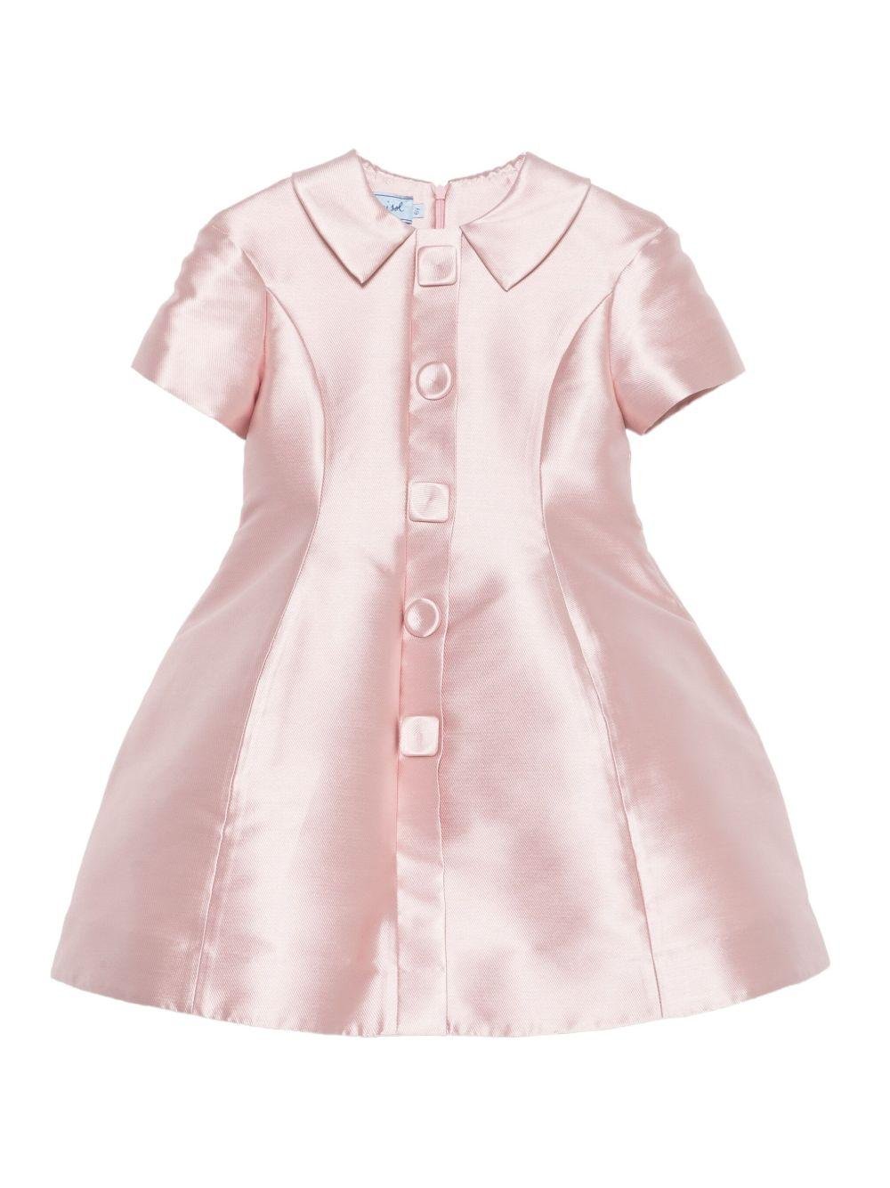Abito per bambina Mi Mi Sol rosa con bottoni e colletto Peter Pan - Rubino Kids
