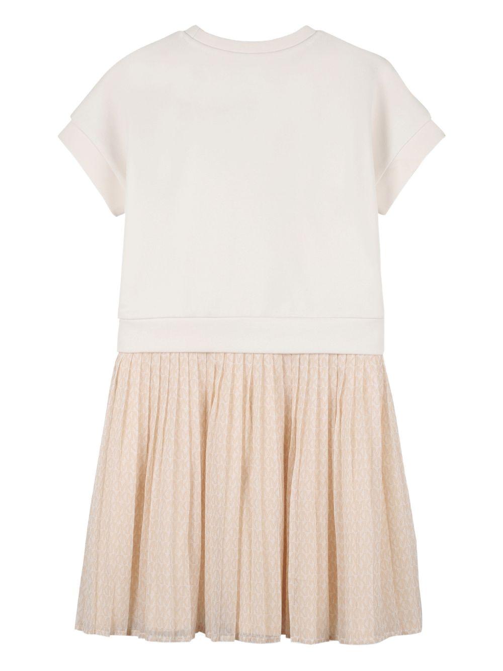 Abito per bambina Michael Kors Kids beige con gonna plissettata - Rubino Kids